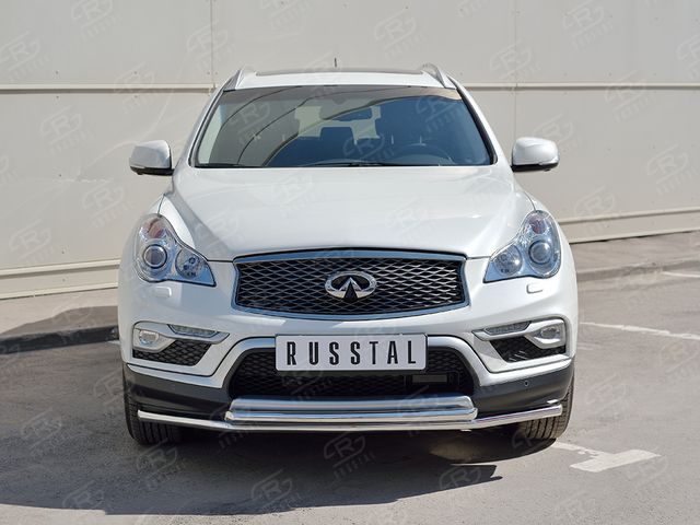 Защита RusStal переднего бампера d42 секция-d42 дуга для Infiniti QX50 2014-2017. Артикул IQX5Z-002353