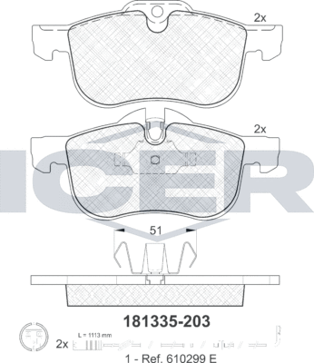 Тормозные колодки Icer передние для Rover 75 I 1999-2005. Артикул 181335