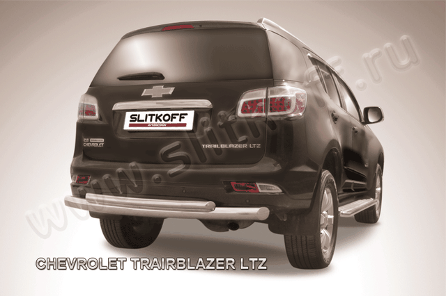 Защита Slitkoff заднего бампера d76/57 двойная для Chevrolet TrailBlazer II 2012-2016. Артикул CHTB12-010