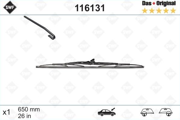Щетка стеклоочистителя (дворник) SWF передняя левая (водительская) для Peugeot 607 I 2000-2011. Артикул 116131