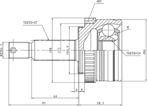 ШРУС НАРУЖНЫЙ HYUNDAI IX35, TUCSON 10MY (09-15) (Zikmar). Артикул Z88446R