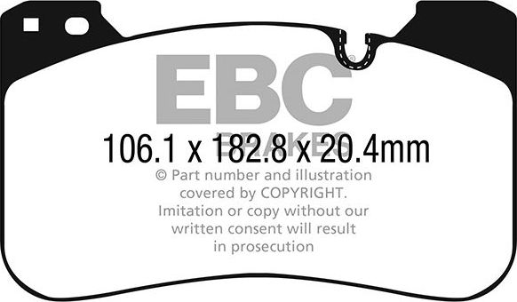 Тормозные колодки EBC Brakes передние для BMW 5 VII (G30/G31) 2017-2026. Артикул DP42331R