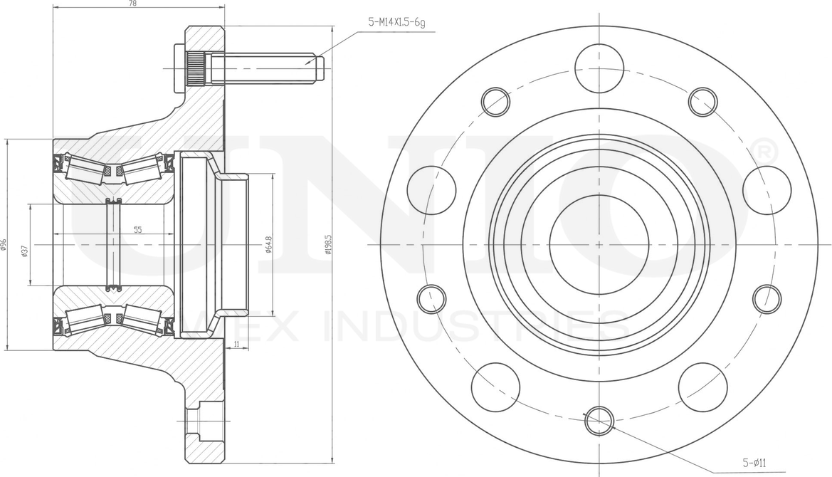 Ступица колеса с интегрированным подшипником (Unio). Артикул HUB-20145
