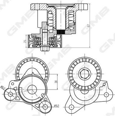 Натяжной ролик (натяжитель) приводного ремня GMB. Артикул GAT30360