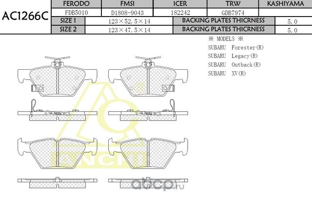 Тормозные колодки ANCHI AC1266C. Артикул AC1266C