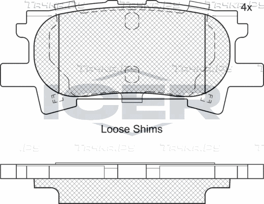 Тормозные колодки Icer задние для Toyota Highlander I (U20) 2000-2010. Артикул 181751
