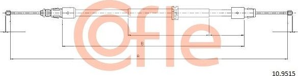 Трос ручника (тросик ручного тормоза) Cofle. Артикул 92.10.9515