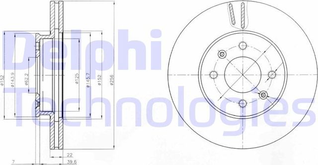 Тормозной диск Delphi передний для Kia Rio II 2005-2011. Артикул BG4096
