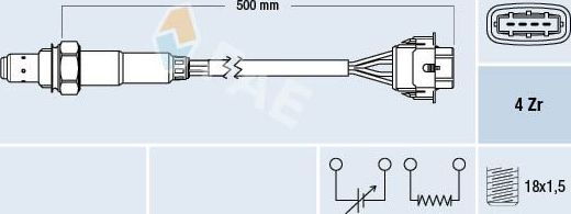 Лямбда-зонд (кислородный датчик) FAE. Артикул 77303