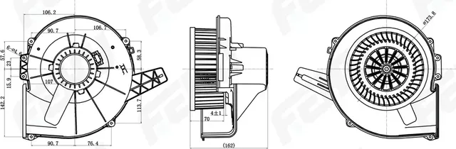 Электровентилятор отопителя для VW Polo Sedan (10-)/Skoda Rapid (12-) (Fehu). Артикул ffh1104