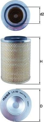 Воздушный фильтр Mahle. Артикул LX 99
