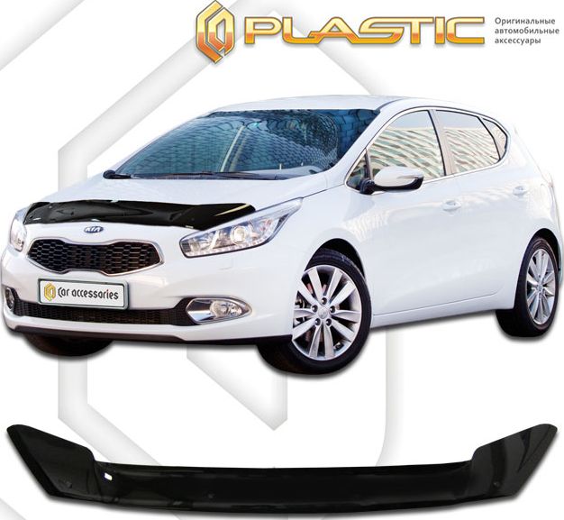 Дефлектор СА Пластик для капота (Classic черный) Kia Ceed хэтчбек 2012-2017. Артикул 2010010111717