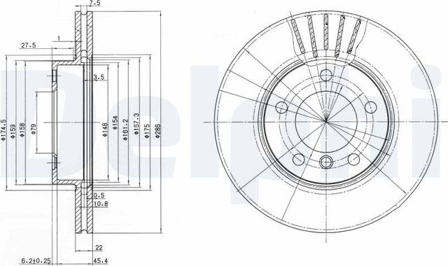 Тормозной диск Delphi передний для BMW 3 III (E36) 1991-2000. Артикул BG2623