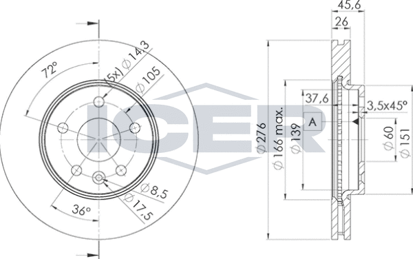 Тормозной диск Icer. Артикул 78BD1559-2