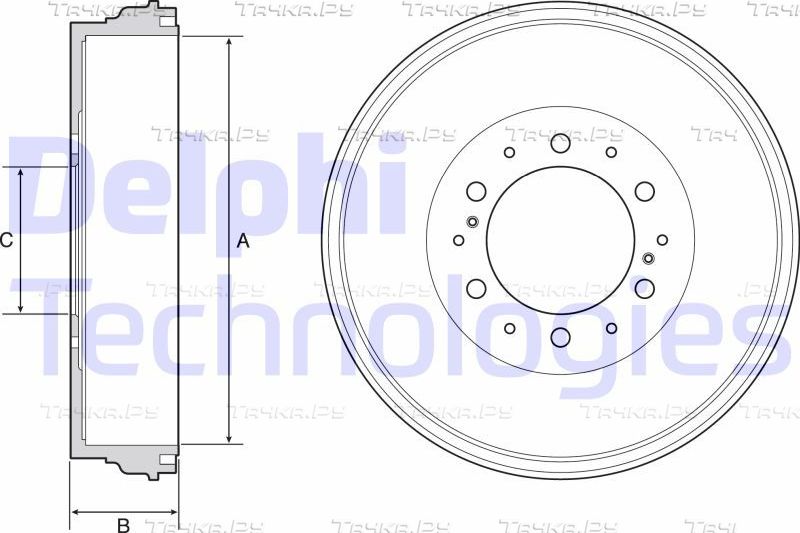 Тормозной барабан Delphi задний для Toyota Fortuner I 2004-2015. Артикул BF537