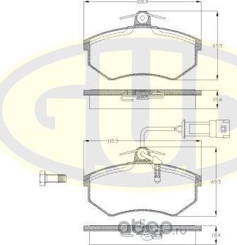 Тормозные колодки G.U.D. передние для Audi 100 III (C3) 1982-1991. Артикул GBP013402