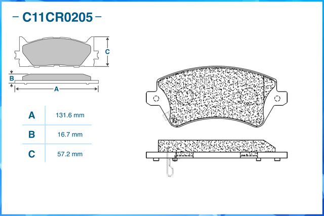 Колодки тормозные передние (Low Metallic) (Cworks). Артикул C11CR0205