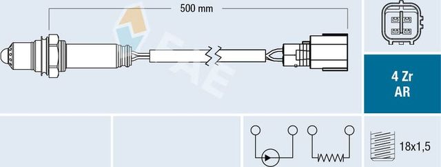 Лямбда-зонд (кислородный датчик) FAE. Артикул 75618