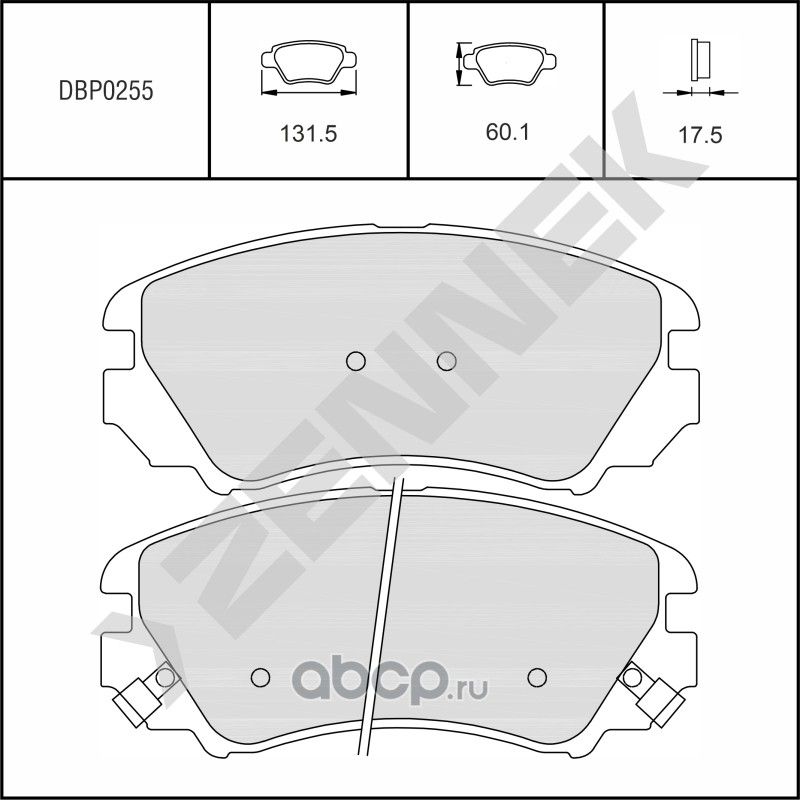 Колодки тормозные дисковые передние HYUNDAI ELANTRA 00->, SONATA 98-15 (Zennek). Артикул DBP0255