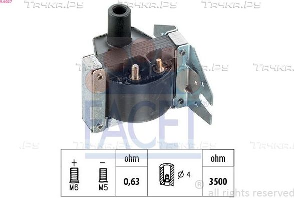 Катушка зажигания Facet Made in Italy - OE Equivalent для Audi 90 I (B2) 1984-1987. Артикул 9.6027