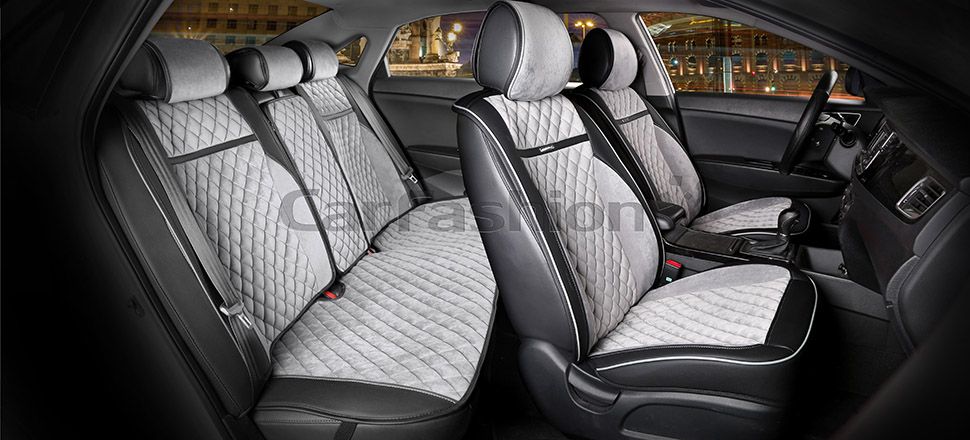 Накидки универсальные CarFashion Barcelona Plus для авто, цвет Черный/Серый/Черный/Серый. Артикул 22382