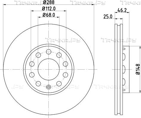 Тормозной диск Hella Pagid Pro передний для Audi 100 IV (C4) 1990-1994. Артикул 8DD 355 102-821