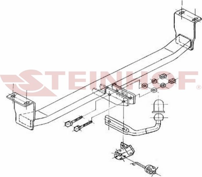 Фаркоп Steinhof для Toyota Corolla E120 седан 2002-2006. Артикул T-120
