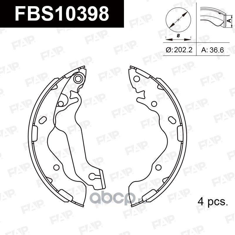 КОЛОДКИ ТОРМОЗНЫЕ БАРАБАННЫЕ_(FBS10398 FAP). Артикул FBS10398