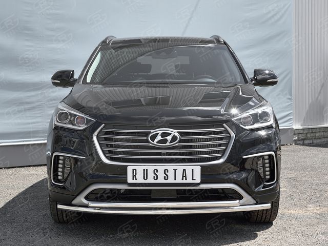 Защита RusStal переднего бампера d42 (дуга) для Hyundai Santa Fe Grand 2016-2026. Артикул HSFZ-002731