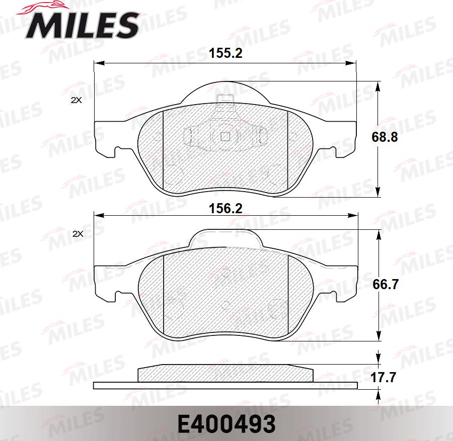 Тормозные колодки Miles (Low-Metallic). Артикул E400493
