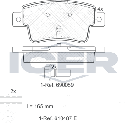 Тормозные колодки Icer для Fiat Punto III Punto Evo 2009-2012. Артикул 181968
