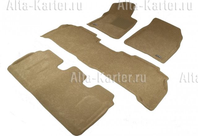 Коврики текстильные Sotra Liner 3D Vip для салона Toyota Land Cruiser Prado 150 (3 ряда сид.) 2009-2013. БЕЖЕВЫЕ. Артикул ST 73-00038