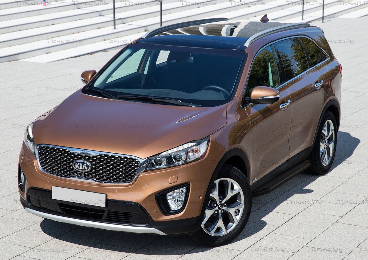 Пороги алюминиевые Rival Premium-Black для Kia Sorento III Prime 2015-2017. Артикул A180ALB.2803.3