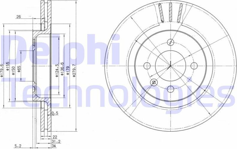 Тормозной диск Delphi. Артикул BG2712