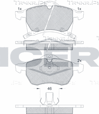 Тормозные колодки Icer передние для Opel Zafira A 1999-2005. Артикул 181248