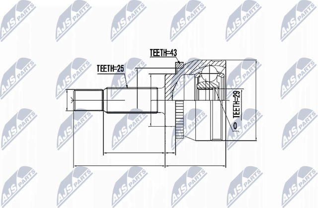 Шрус наружный (граната) NTY для Volvo S40 I 1995-2003. Артикул NPZ-MS-029
