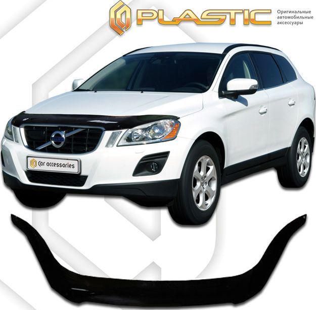 Дефлектор СА Пластик для капота (Classic черный) Volvo XC60  2009-2012. Артикул 2010010103347