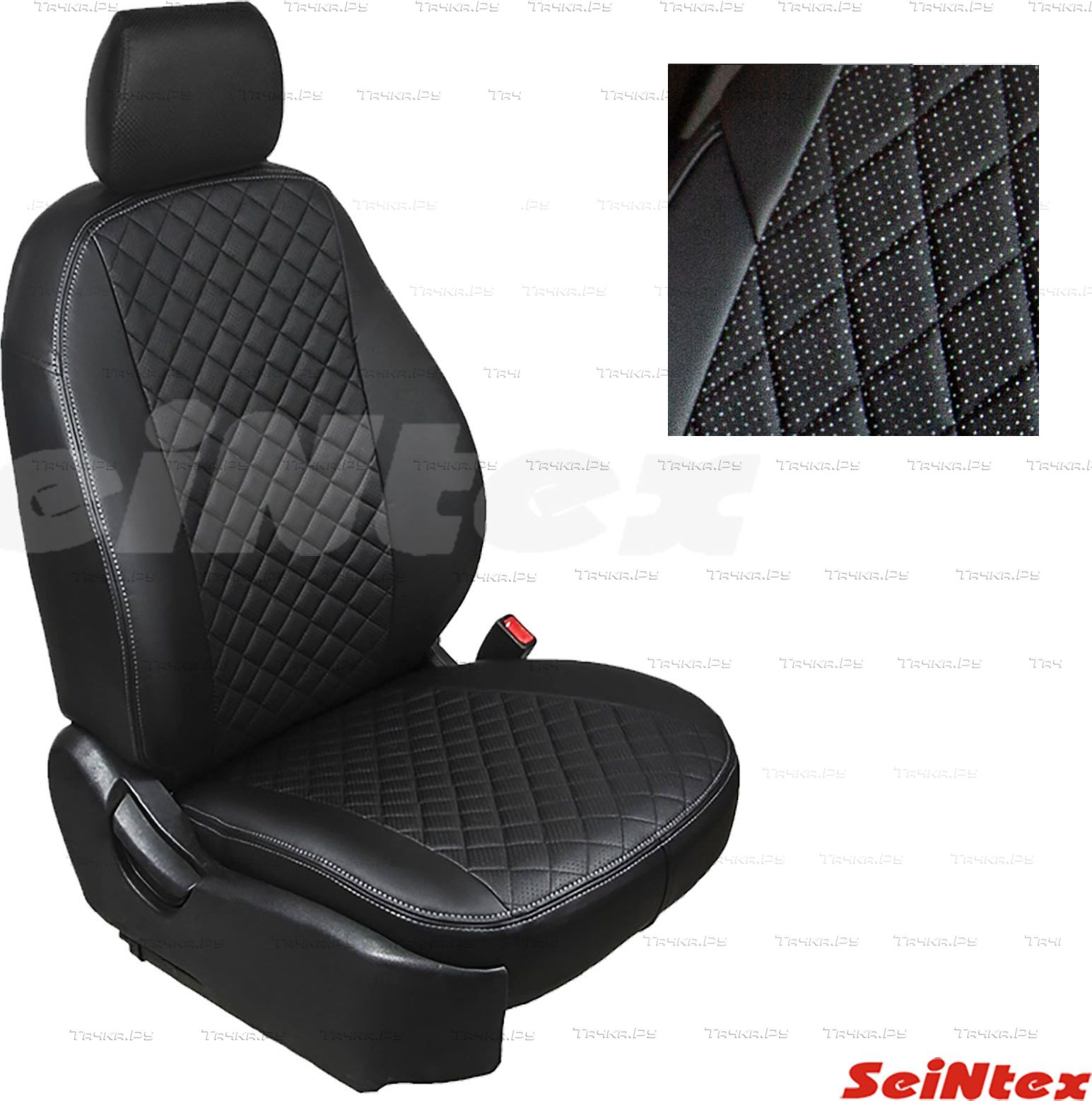 Чехлы Seintex (экокожа) на сидения для Honda Civic VIII седан 2007-2012 Черный ромб. Артикул 96326