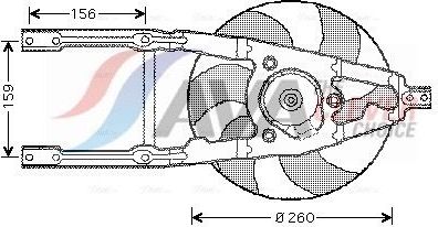 Вентилятор радиатора двигателя AVA для Fiat Cinquecento 1991-1999. Артикул FT7107