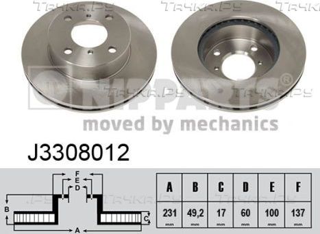 Тормозной диск Nipparts. Артикул J3308012