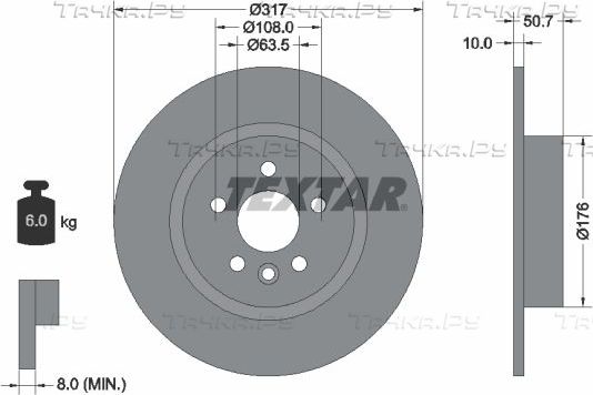 Тормозной диск Textar Pro. Артикул 92300403