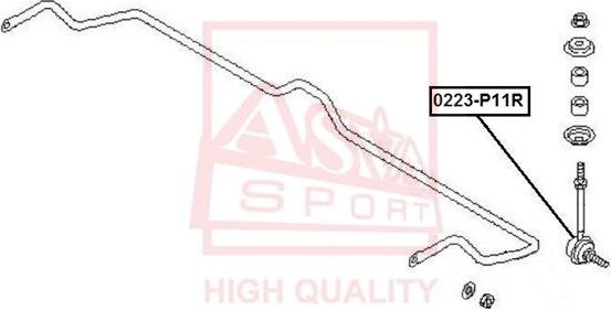Стойка (тяга) стабилизатора Asva. Артикул 0223-P11R