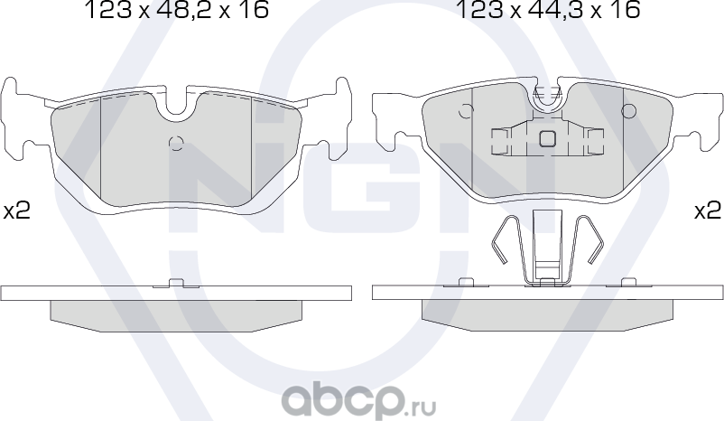 Колодки тормозные керамические, задние (NGN). Артикул 3502102