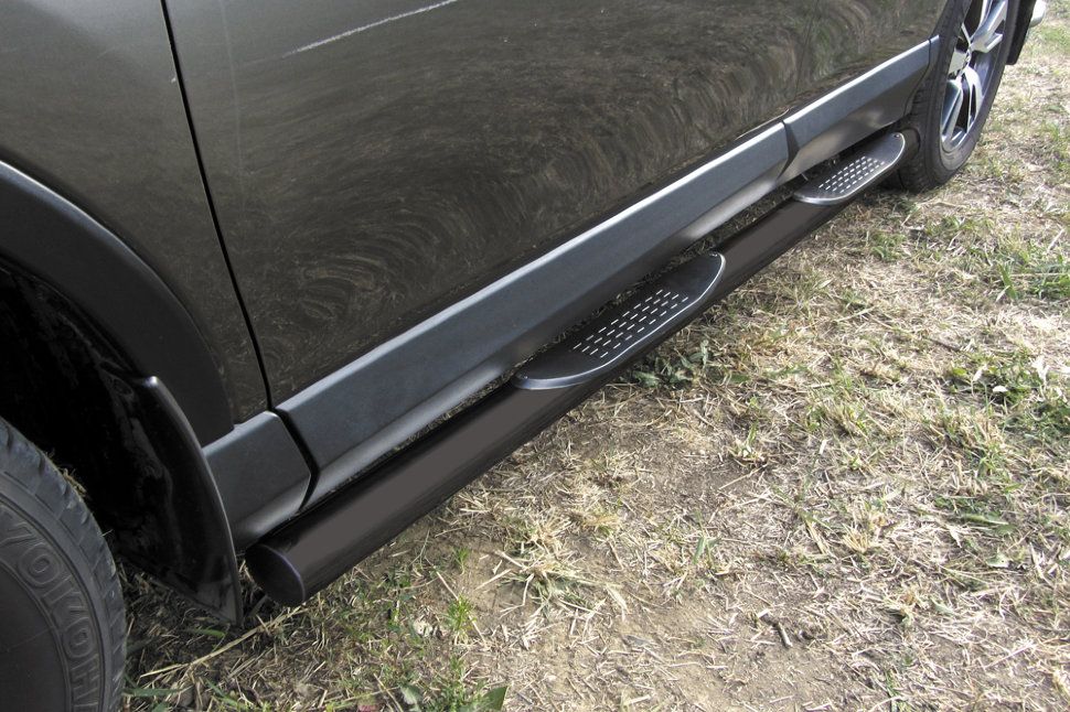 Пороги Slitkoff d76 с проступями для Toyota RAV4 IV рестайлинг 2015-2019 Черные. Артикул TR415-006B