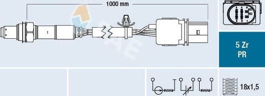 Лямбда-зонд (кислородный датчик) FAE для Fiat Doblo II 2013-2026. Артикул 75035
