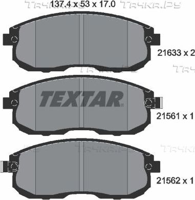 Тормозные колодки Textar передние для Nissan Cefiro A31 1994-1999. Артикул 2156101