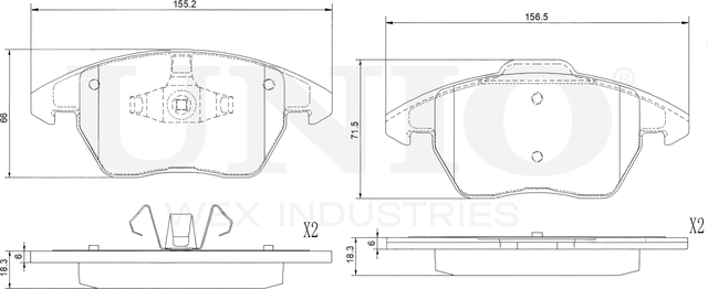 Колодки тормозные дисковые, комплект (Unio). Артикул BRP-20163