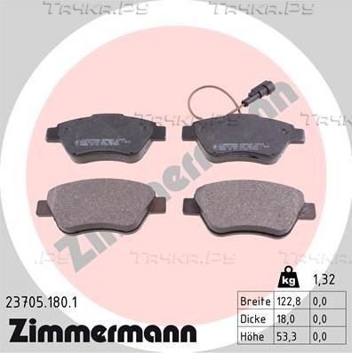 Тормозные колодки Zimmermann передние для Fiat Doblo I 2001-2015. Артикул 23705.180.1