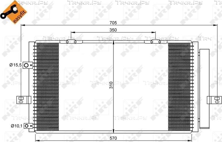 Радиатор кондиционера (конденсатор) NRF EASY FIT для Rover 75 I 1999-2005. Артикул 35659