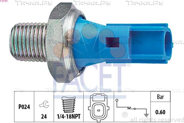 Датчик давления масла Facet Made in Italy - OE Equivalent для Ford Transit VI 2000-2006. Артикул 7.0147
